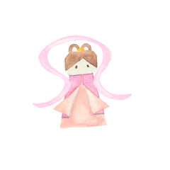 水彩絵の具で描いた七夕飾りの織姫