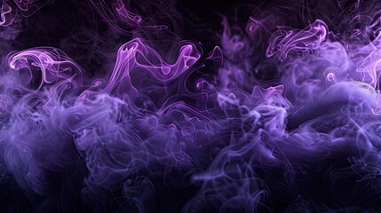 Fototapeta premium Neon purple smoke swirling against a black backdrop. Mysterious and enchanting vapor art