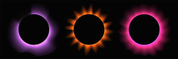 Set of circle illuminate light frames