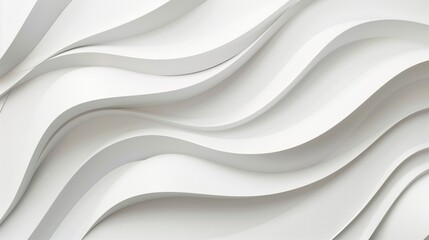 Obraz premium Abstract White 3D Wavy Paper Texture with Modern Minimal Curves Background.