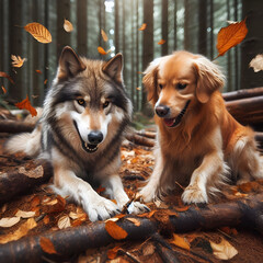 Dog and Wolf A Unique Friendship,Canine Connection Dog Meets Wolf