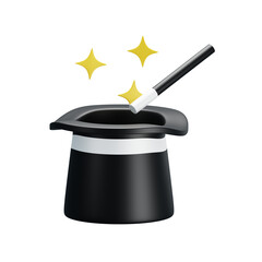 magician hat 3D illustration.