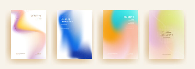 Fototapeta premium abstract gradient background template vector. Minimalist style posters cover with pastel colorful geometric shapes. Modern wallpaper design for social media, brochure, flyer, banner