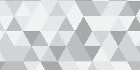 Abstract geometric white and gray background seamless mosaic and low polygon triangle texture wallpaper. Triangle shape retro wall grid pattern geometric ornament tile vector square element.