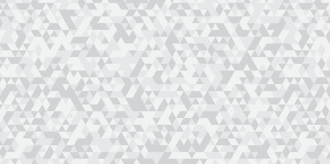 Abstract geometric white and gray background seamless mosaic and low polygon triangle texture wallpaper. Triangle shape retro wall grid pattern geometric ornament tile vector square element.