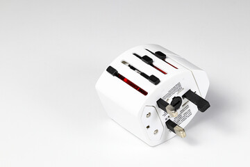 Universal plug adapter, travel plug adapter isolated on white background
