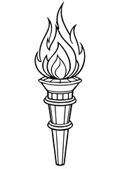 Olympic torch hand-drawn line art vector 
