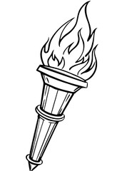 Olympic torch hand-drawn line art vector 
