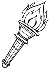 Olympic torch hand-drawn line art vector 
