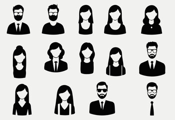 Simple Black Flat People Icon on White Background 