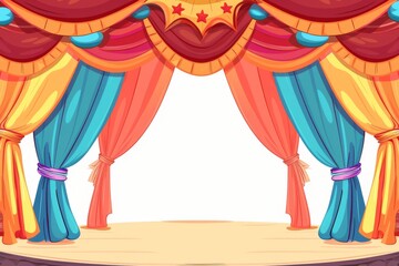 A captivating puppet show stage with colorful curtains and a magical atmosphere for the back to school day celebration.