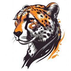 cheetah design illustration. head cheetah Silhouette. Made with generative ai