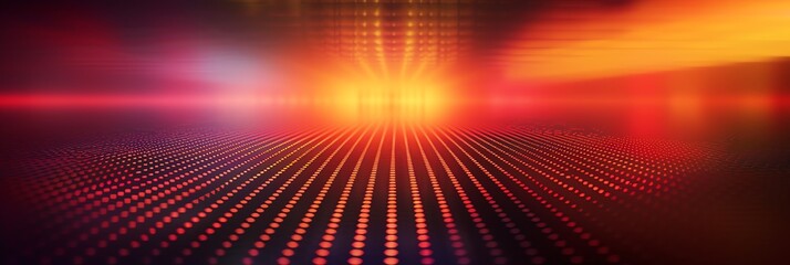 Vibrant Abstract Grid: Illuminating Future with Light Colors and Sparks - A Modern Wallpaper Banner Layout,  3:1, banner , orange colors