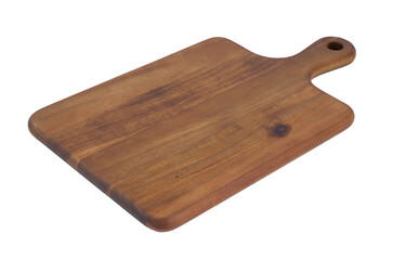 Brown wooden cutting board isolated on white