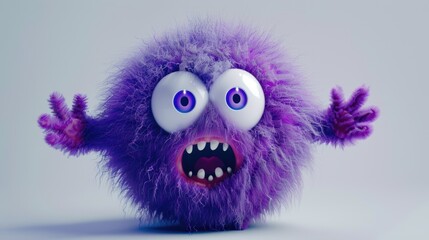 Obraz premium A purple monster with big eyes and a mouth open wide