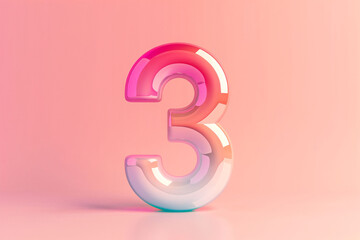 3d number 3, 3D rendering, anniversary birthday party celebration countdown concept illustration