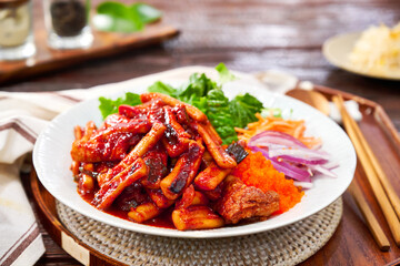 Fototapeta premium Korean Healthy Food. Korea Cuisine. Fresh Ingredients.