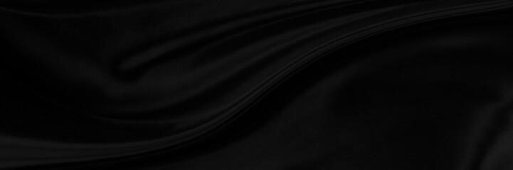 Obraz premium Black gray satin dark fabric texture luxurious shiny that is abstract silk cloth background with patterns soft waves blur beautiful.