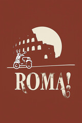 Iconic Vespa and Colosseum outline in a minimalist design.
