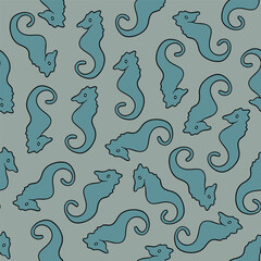 Vector isolated illustration of pattern with seahorses.