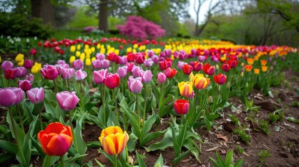 Tulips are blooming in spring