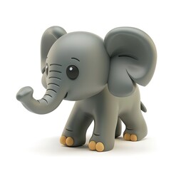 Obraz premium A_3D_toy_cute_elefante_isolated_on_white_background