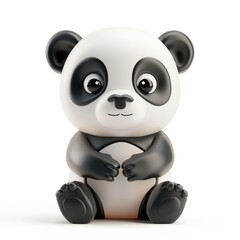 Naklejka premium A_3D_toy_cute_panda_isolated_on_white_background