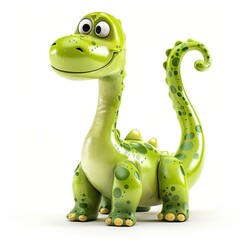 Fototapeta premium A_3D_color_toy_cute_dinosaur_isolated_on_white_background