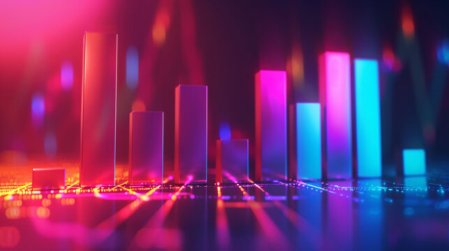 Financial data curve chart, financial technology themed big data analysis bar chart background
