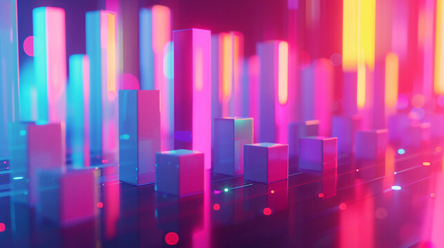 Financial data curve chart, financial technology themed big data analysis bar chart background