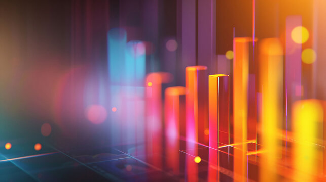 Financial data curve chart, financial technology themed big data analysis bar chart background