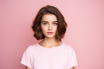 Fototapeta premium A young woman with short brown hair
