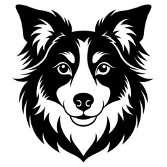 Naklejka premium The head of a Shepherd dog line art, in black and white vector illustration.
