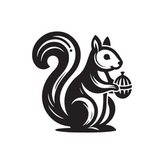 Black and white squirrel with Nut