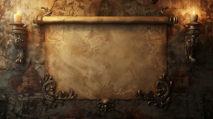 Grunge Scroll with Candlesticks.