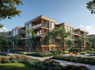 Courtyard with modern apartment buildings