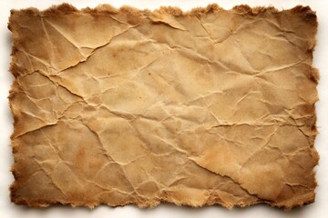 Fototapeta premium Vintage Aged Wrinkled Parchment Paper with Torn Edges