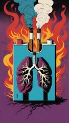 Lungs in a lighter. Vector illustration of lungs in a lighter.