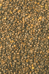 Coffee beans on a white background. Top view.