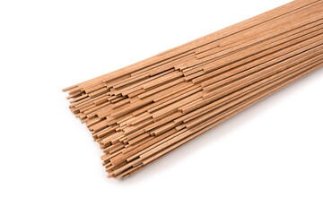 Buckwheat noodles isolated on a white background.
