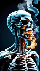 smoke from the skeleton and its surroundings and smoke in the lungs as a result of smoking