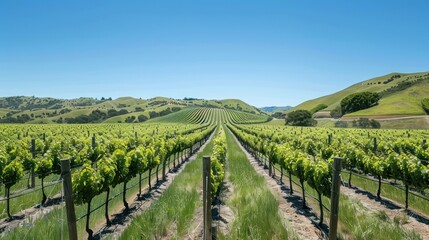 Obraz premium Vineyards and winery on sunset