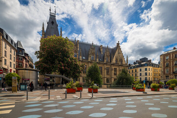 Exterior side view of the Tribunal Judiciaire de Rouen (Rouen, France)