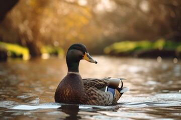 Obraz premium View from side body of a Peking duck on river, Awe-inspiring, Full body shot ::2 Side Angle View