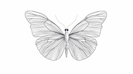 Fototapeta premium High-resolution single-line butterfly illustration