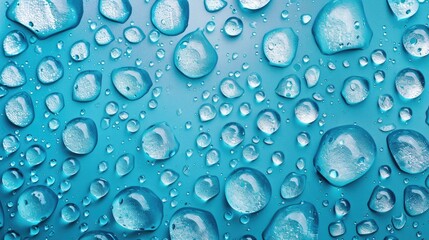 Water droplets on a azure surface