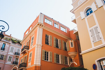 Beautiful old architecture style of residential buildings in the old city center in Monte Carlo in...