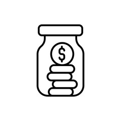 Saving outline icons, minimalist vector illustration ,simple transparent graphic element .Isolated on white background