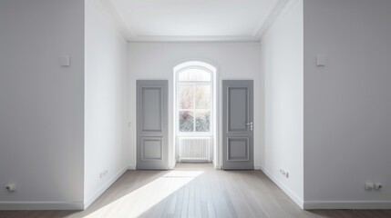 Corridor in with white walls and doors in the apartment
