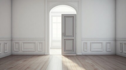 Corridor in with white walls and doors in the apartment